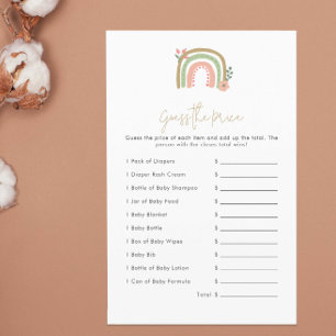 Guess the Price Boho Rainbow Baby Shower Game