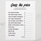 Guess the Price Bridal Shower Game Card