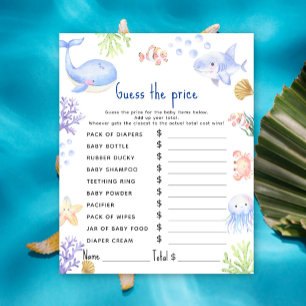 Guess the price game Ocean animals baby shower