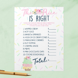 Guess the Price Ice Cream Essentials Game Pack Notepad