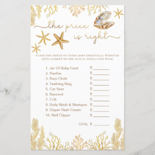 Guess the Price Summer Baby Shower Game Sheet