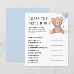 Guess The Price   Teddy Bear Boy Baby Shower Game