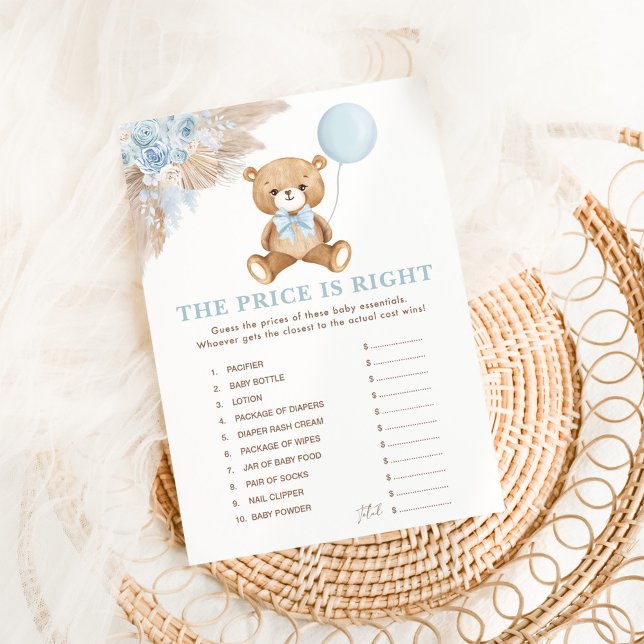 Guess the Right Price Baby Shower Game Card (Creator Uploaded)