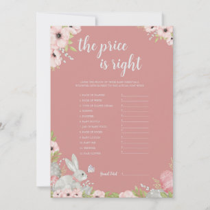 Guess the Right Price Baby Shower Game Card
