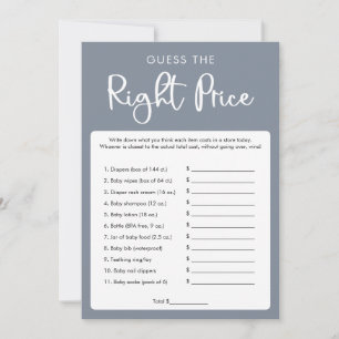 Guess the right price baby shower game invitation