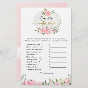 Guess the right price fall pumpkins shower game