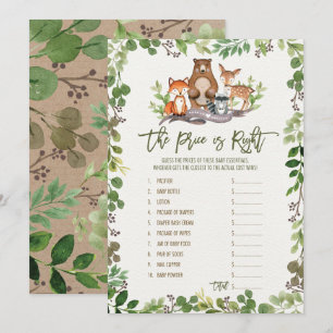 Guess the Right Price Woodland Baby Shower Game Invitation