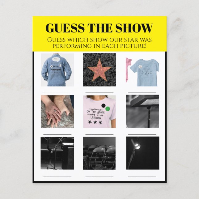 Guess the Show Personalised Playbill Party Game (Front)
