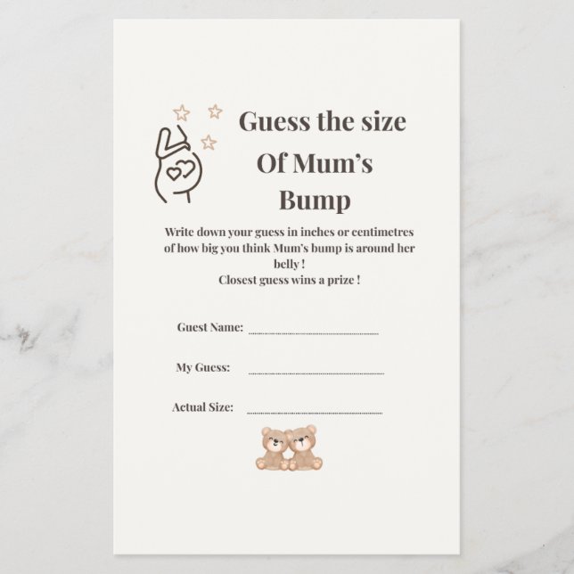 Guess the Size of Mom’s Bump – Twin Baby Shower Ga Flyer (Front)