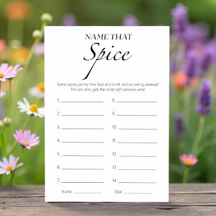 Guess The Spice Bridal Shower Minimalist Game Card