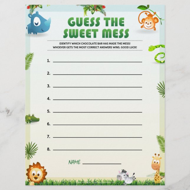 Guess The Sweet Mess [Animal Theme] Custom Letterhead (Front)