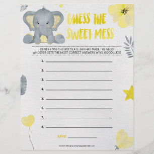 Guess The Sweet Mess [Baby Elephant [Yellow]] Custom Letterhead