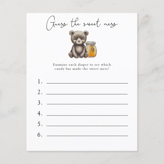 Guess the Sweet Mess - Baby Shower Game (Front)