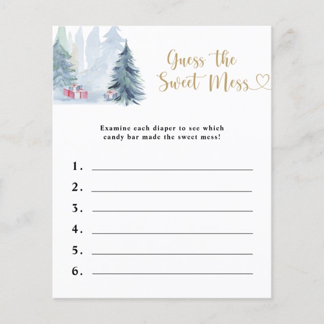 Guess the sweet mess - baby shower game (Front)