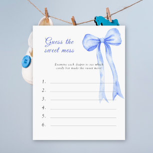 Guess the Sweet Mess Baby Shower Game - Blue bow