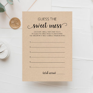 Guess the Sweet Mess Baby shower Game Card