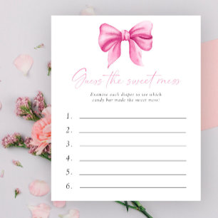 Guess the Sweet Mess Baby Shower Game - Pink bow