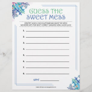 Guess The Sweet Mess [Blue Floral] Custom Letterhead