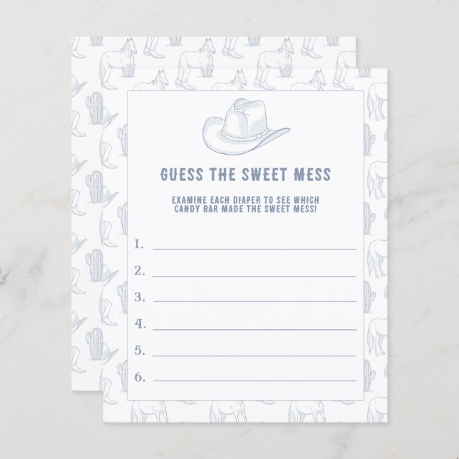 GUESS THE SWEET MESS - Cowboy Baby Shower  (Front/Back)