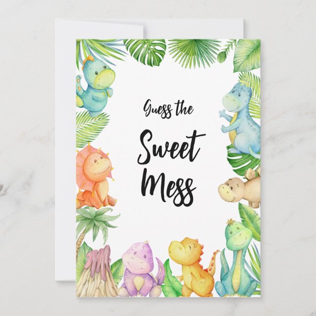 Guess the Sweet Mess Dinosaur Baby Shower Card (Front)