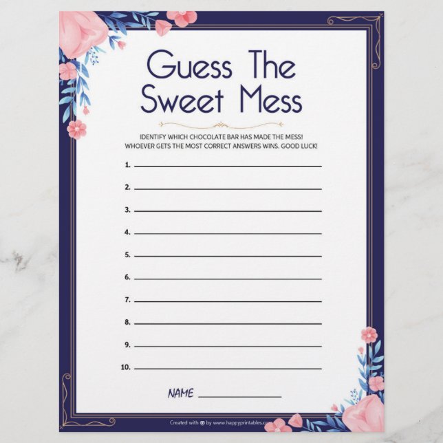 Guess The Sweet Mess [Floral Frame] Custom Letterhead (Front)