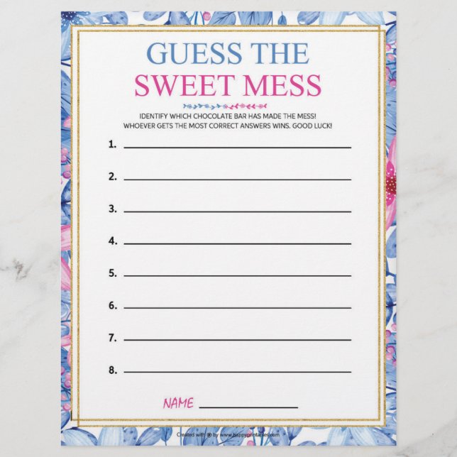 Guess The Sweet Mess [Floral Watercolors] Custom Letterhead (Front)