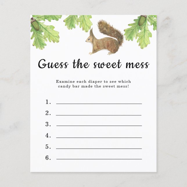Guess the Sweet Mess game - Squirrel with acorn (Front)