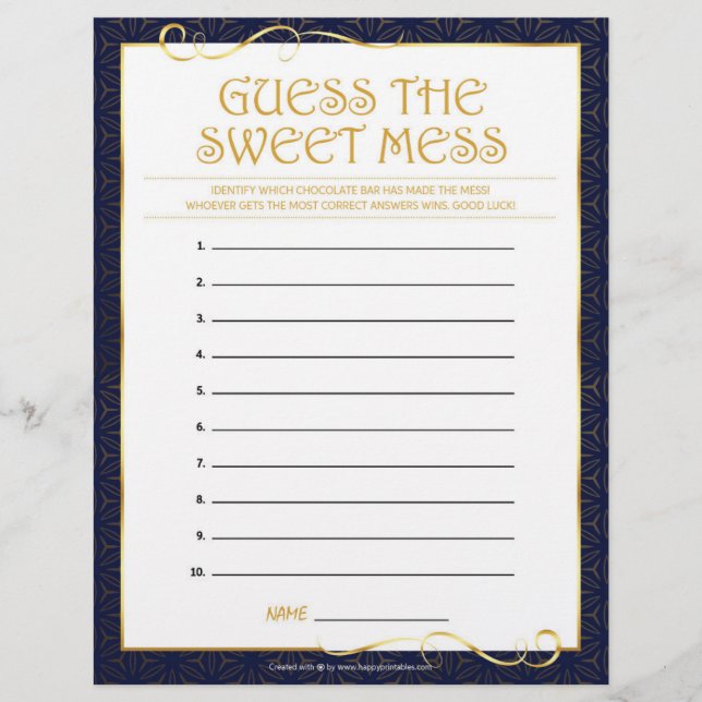 Guess The Sweet Mess [Golden Blue] Custom Letterhead (Front)