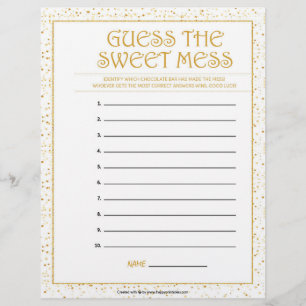 Guess The Sweet Mess [Golden Sparkles] Custom Letterhead
