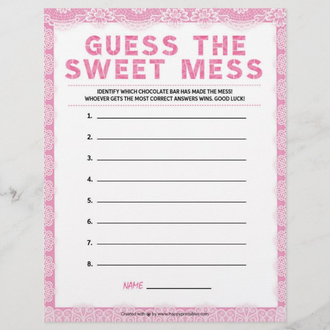 Guess The Sweet Mess [Luxury Lace [Pink]] Custom Letterhead (Front)