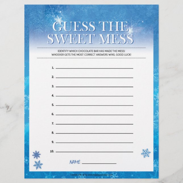 Guess The Sweet Mess [Snowy Blue] Custom Letterhead (Front)