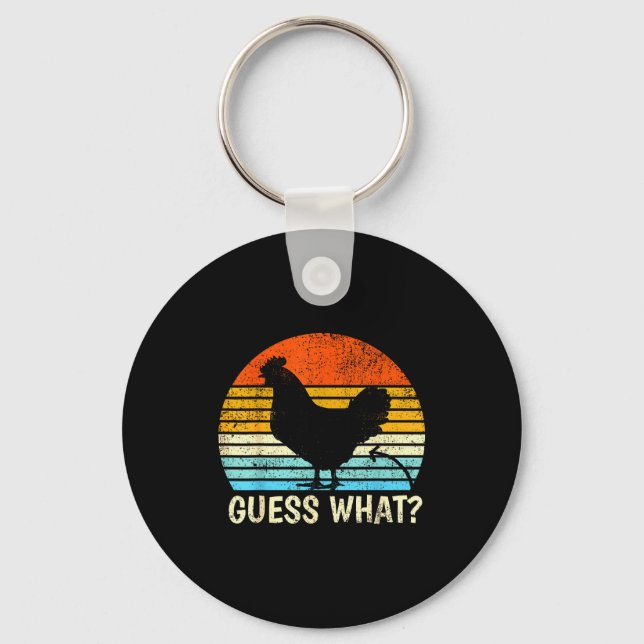 Guess What_ Chicken Butt! Farm Joke Funny Chickens Key Ring (Front)