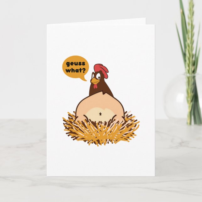 Guess What Chicken Butt Funny Joke Card (Front)