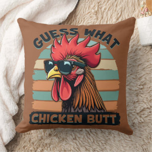 Guess What Chicken Butt Funny Retro Rooster Cushion