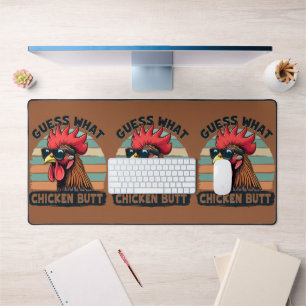 Guess What Chicken Butt Funny Retro Rooster Desk Mat