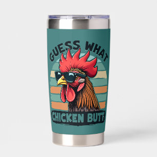 Guess What Chicken Butt Funny Retro Rooster Insulated Tumbler
