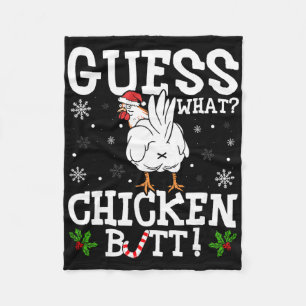Guess What Chicken Butt Funny Xmas Santa Hat Snowf Fleece Blanket