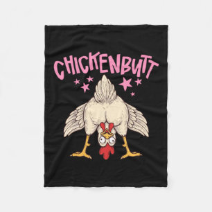 Guess What Chicken Butt Illustration Fleece Blanket