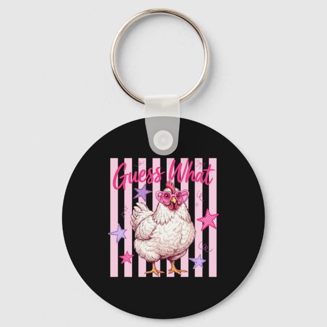 Guess What Chicken Butt Print Key Ring (Front)