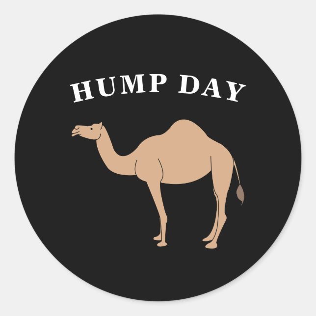 Guess What Day It Is Hump Day Camel Desert Animal Classic Round Sticker (Front)