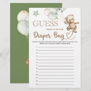 Guess what is in the diaper bag bear baby shower