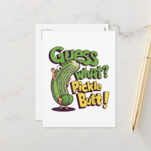Guess What_ Pickle Butt! Funny Cucumber Holiday Postcard