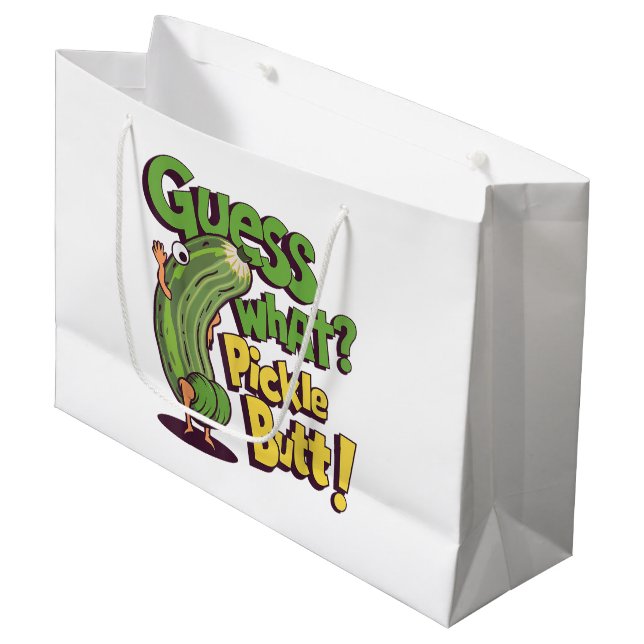 Guess What_ Pickle Butt! Funny Cucumber Large Gift Bag (Front Angled)