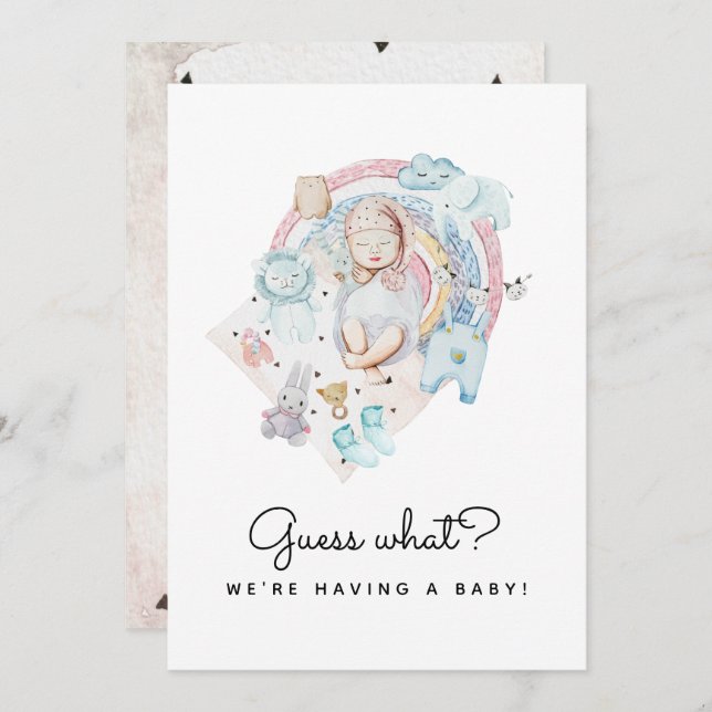 Guess What Pregnancy Reveal Having Baby Announcement (Front/Back)
