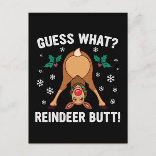 Guess What Reindeer Butt Christmas Joke Holiday Postcard