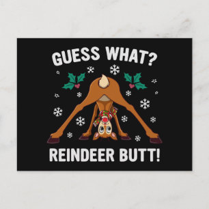Guess What Reindeer Butt Christmas Joke Holiday Postcard