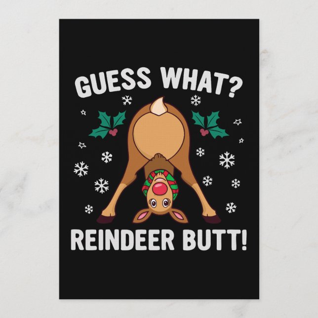 Guess What Reindeer Butt Christmas Joke Invitation (Front)