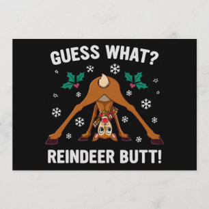 Guess What Reindeer Butt Christmas Joke Invitation