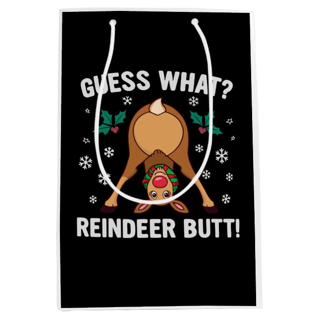 Guess What Reindeer Butt Christmas Joke Medium Gift Bag (Front)