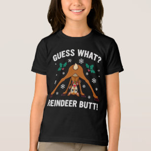 Guess What Reindeer Butt Christmas Joke Tri-Blend Shirt